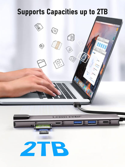 Aluminum Docking Station USB C Hub 2 HDMI, Gigabit Ethernet, 4 USB A, USB C 3.0, PD100W, SD TF, 1000Mbps RJ45 Lan Dock Usbc Adapter MacBook Docking Station Laptop 2 Monitors for Lenovo HP Dell Surface