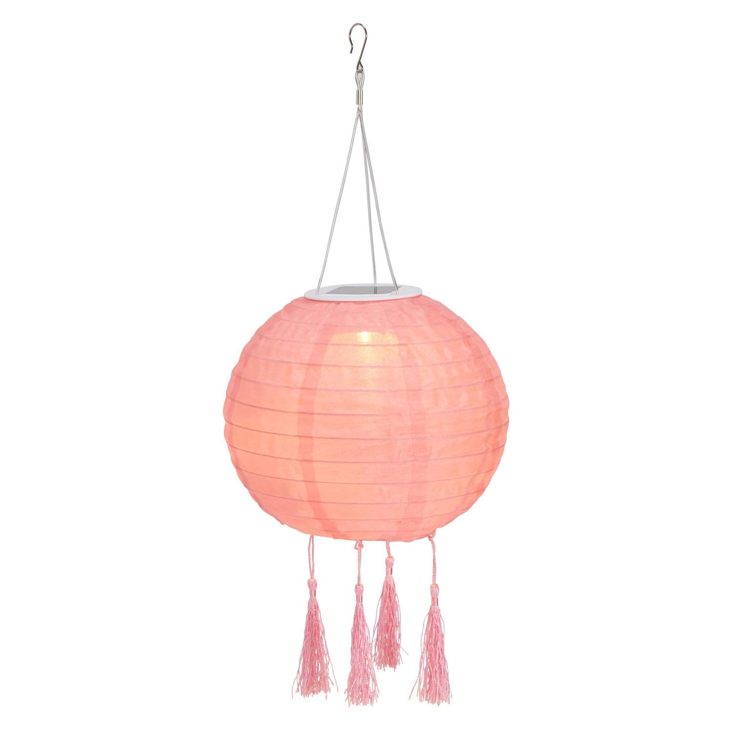 Lights4fun 1x 3 pack Lucena Solar Lantern Cream, Yellow & Pink - LED solar lamp hanging lanterns garden, balcony & terrace - decorative garden light summer party, weatherproof lighting IP44 20cm diameter