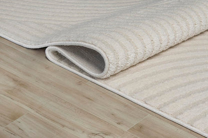 The carpet Everest - modern short pile rug for living room bedroom with high-low effect, 3D effect, high pile density and pleasantly soft, Cream, 200 x 290 cm