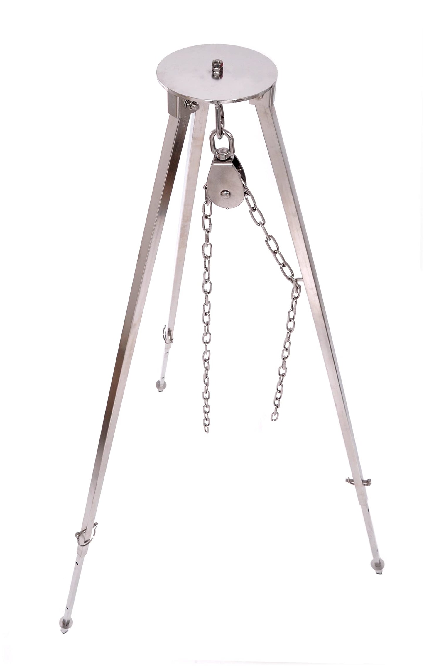 Massive tripod 2.00 m made of 304 stainless steel for swivel grill, goulash kettle, chain height adjustment, non-slip protection