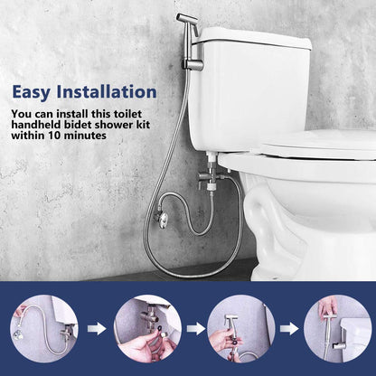 OOCOME Bidet Handheld Sprayer Toilet, Bathroom Bidet for Bidet Faucets WC Toilet with G1/2" T-Valve Stainless Steel Shower Head Bidet Sprayer Shower Spray for Bathroom, Toilet & Pets