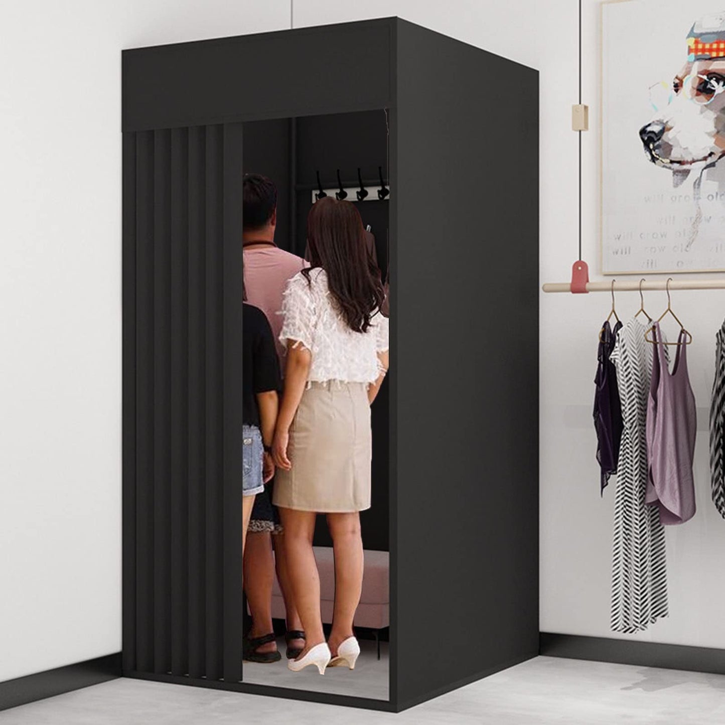 QJSZMEI Changing Room, Portable Easy Temporary Dressing Room, Mobile Changing Tent for Clothing Store Shopping Mall Office, Privacy Protection