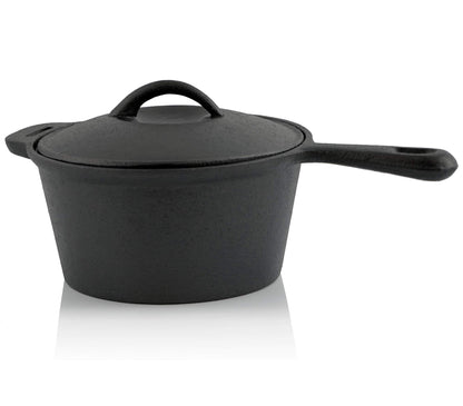 BBQ-Toro 7-piece Dutch Oven Set in wooden box | Cast iron - pre-seasoned | Includes Dutch Oven, pot, grill plate, pan, lid lifter, and trivet.