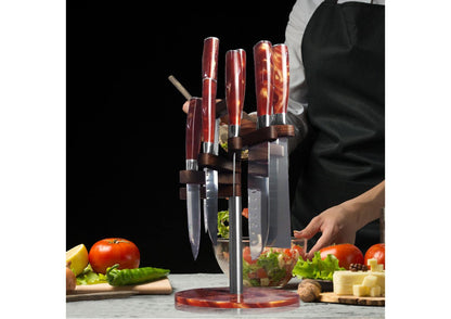 Flint kitchen knife set 5 pieces, extremely sharp cooking knives made of high quality stainless steel, professional knife set with ergonomic resin handle in gift box.