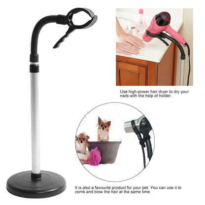 Dioche Hair Dryer Holder 360 Degree Adjustable Hair Dryer Stand Stainless Steel Hands-Free Detachable Suction Cup Holder with Clamp Holder 40 * 19 * 6 cm