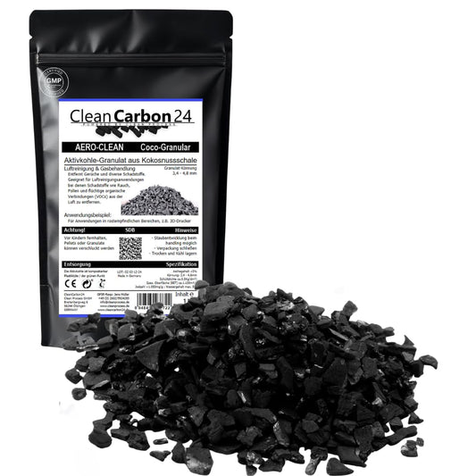 Activated charcoal granules 3.4 - 4.8mm, made from coconut shells for air purification (2.5 liters)