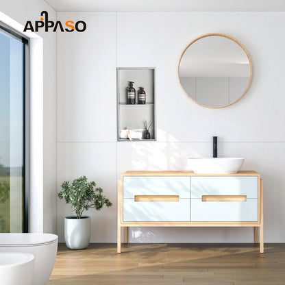 APPASO Stainless Steel Shower Niche, Double Shower Shelf, Bathroom Storage for Soap Bottles Toiletries, Recessed Shower Niche 60 * 30 * 10cm, Brushed.