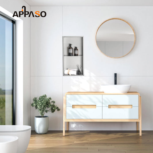 APPASO Stainless Steel Shower Niche, Double Shower Shelf, Bathroom Storage for Soap Bottles Toiletries, Recessed Shower Niche 60 * 30 * 10cm, Brushed.