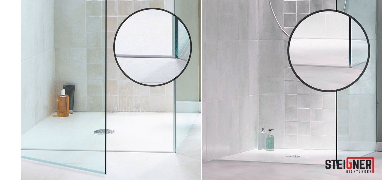 STEIGNER 100cm splash protection acrylic half round bar - SDD03 height 10mm - splash guard profile half round profile splash guard profile shower water deflector bathtub enclosure plastic profiles half round