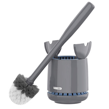 MR.SIGA Toilet Brush with Holder, featuring fast-drying container and sturdy handle. Premium bathroom brush in Gray.