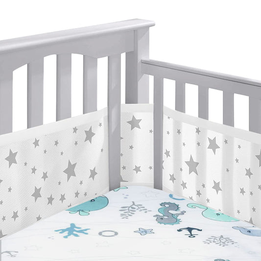 Crib Bumper Pad, 2 Pack Baby Bumper, Head Bumper for Baby Crib, Breathable Crib Bumper, Baby Crib Breathable Protection, Bumper Pads for Toddler Beds, Crib Rail Padding.