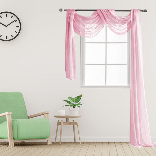 JTOOYS cross curtain swag, curtain panel for cross curtain rod curtain wedding decoration panel 130 * 550 cm (Pink)
