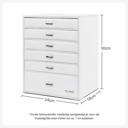 Yorbay jewelry box with 6 drawers in white, Seelux series jewelry box for necklaces, watches, rings, bracelets, earrings (Reusable)