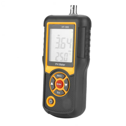 Digital PH meter HT-1202 0.05 pH High-precision water quality tester, PH mV tester temperature meter 0~14 PH with black housing for water sources, schools, laboratories, pharmacies.