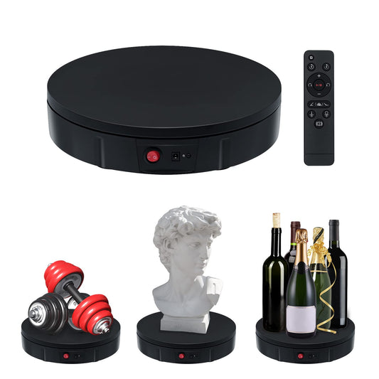 Mcbazel 360 Degree Electric Rotating Turntable for Photography Electric Rotating Display Stand Display Table for showcasing Jewelry, Watches, digital products-30cm/11.8inch/100k-Black