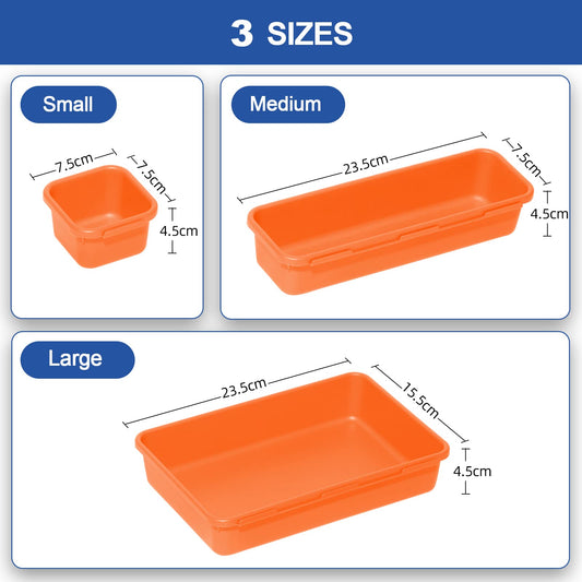Haobin desk drawer organizer, interlocking, orange