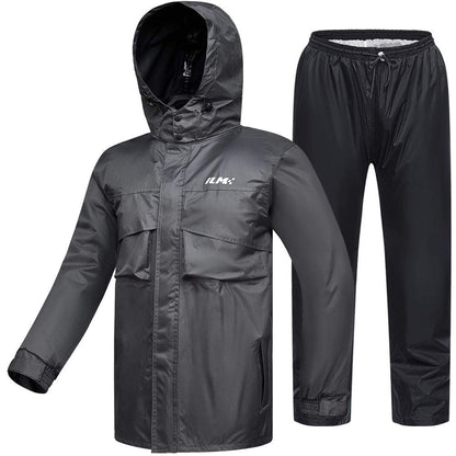 ILM Motorcycle Rain Suit Men Waterproof Rain Jacket Abrasion Resistant, 6 Pockets, 2-Piece Set with Jacket and Pants.