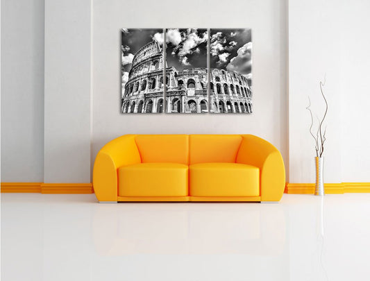 Pixxprint Colosseum during the day in Rome, canvas print 3-part, total size: 120x80cm, wall art, decoration, ready stretched, not a poster.