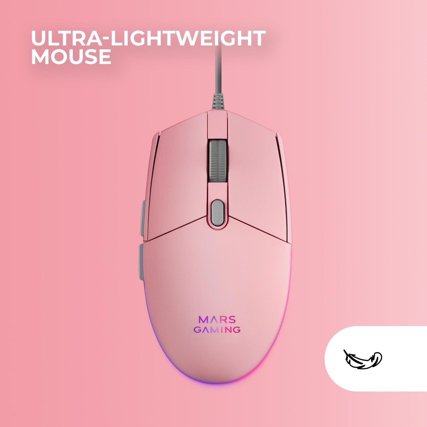 MARSGAMING MCP-RGB3, Gaming Keyboard Fixed RGB + Gaming Mouse RGB Flow 3200 DPI + Over-Ear RGB Headset + XXL Mousepad, Pink, Spanish Language.