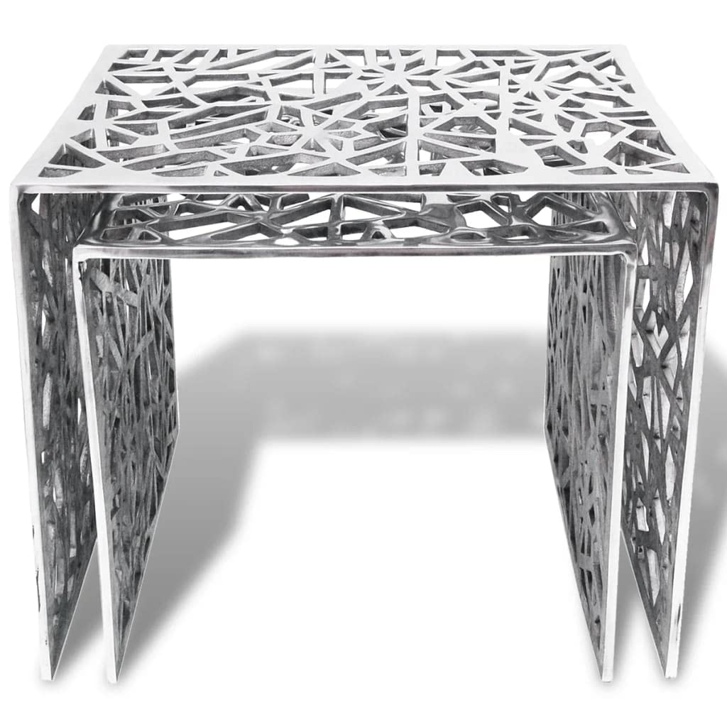 vidaXL 2-piece Set of Aluminum Side Tables Coffee Table Living Room Silver