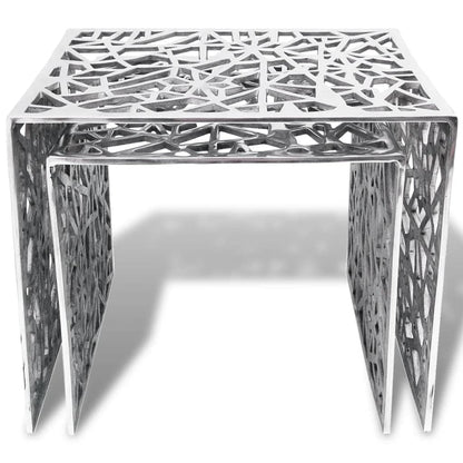 vidaXL 2-piece Set of Aluminum Side Tables Coffee Table Living Room Silver
