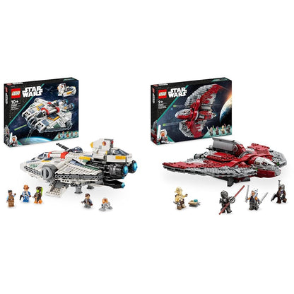 LEGO 75357 Star Wars Ghost & Phantom II set with 2 Ahsoka vehicles & 75362 Star Wars Ahsoka Tano's T-6 Jedi Shuttle set, buildable spaceship toys.