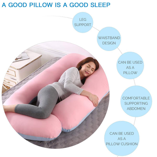 SHANNA Pregnancy Pillow Side Sleeper Pillow Nursing Pillow U Shaped XXL Support Pillow 70*145CM Large Body Pillow with Removable and Washable Cover, U-Shape Pregnancy Body Pillow