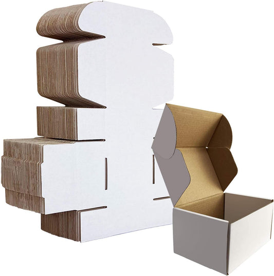 HORLIMER 25 Pack Shipping Box Small Cardboard Box, 153x102x76mm Packaging Boxes with Lid for Merchandise Shipment, Gift Box, Foldable Carton, Post Box, Shipping Box (White)