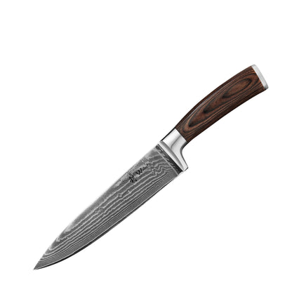 Wakoli EDIB Damascus Chef's Knife 20 cm | Sharp kitchen knife with 67 layers of damascus steel & VG10 core | Ergonomic pakkawood handle | Professional chef's knife in gift box - For precise cuts in the kitchen.