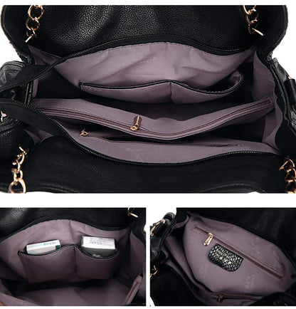 Kris Anna women's hobo shoulder bag made of PU leather with shoulder strap, shopper bag, crossbody handbag, chain handles for women in black. Single-use.