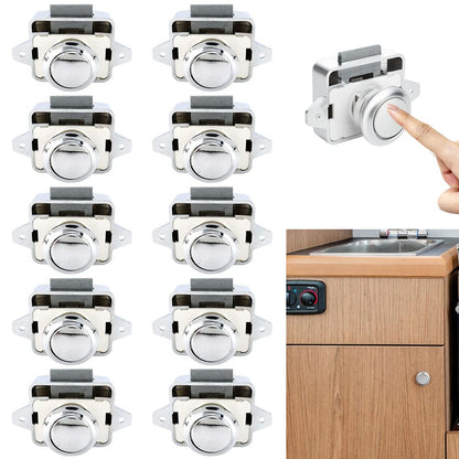 Opaltool 10pcs Push Button Catch Door Lock Fits 15-18mm Thick RV Boat Van Yacht Cabinet Door Cabinet