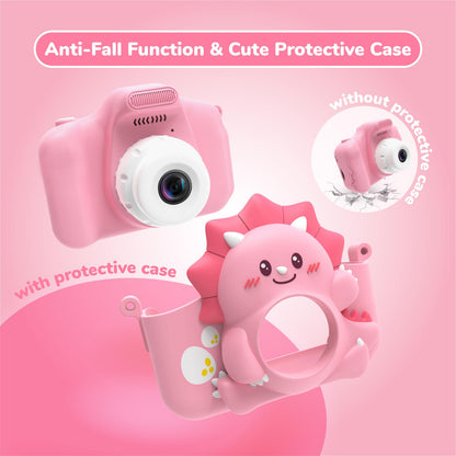 Children's camera, HiMont digital camera for kids with 32GB TF card & 2.0" screen, 1080P kids camera & selfie video camera, gifts for birthday Christmas, toy for 3-12 girls boys (pink)