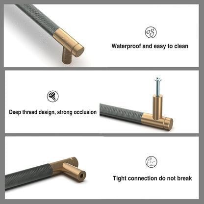 9BUILD 10 pieces Cabinet Handles Gold and Grey Hole Spacing 192mm Handles for Kitchen Cabinets Knurled Furniture Handles Kitchen Handles Furniture Handles Kitchen Cabinet Cabinet Door Handles EU0020