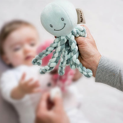 Nattou Octopus Plush Toy, For Newborns and Premature Babies, 23 cm, Mint Green