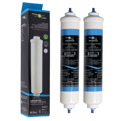 2x FilterLogic FFL-191X external water filters replace SAMSUNG DA29-10105J, HAFEX/EXP, HAFEX EXP/LG 5231JA2010B, 5231JA2010C / HAIER 0060823485A / WHIRLPOOL USC-100 refrigerator filters - Filter