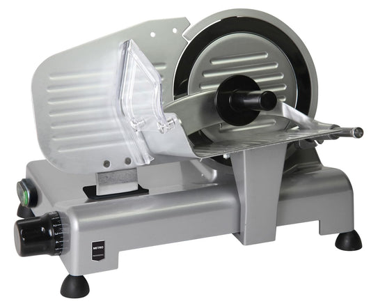 METRO Professional Gastro Slicer, stainless steel, cutting thickness 1-15 mm, with safety shutdown and continuous mode, 230V, silver (19.5 cm)