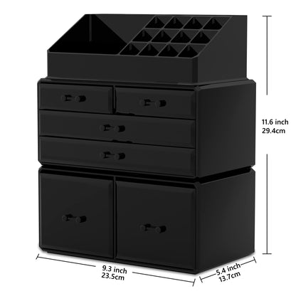 READAEER Makeup Organizer/Cosmetic Storage Box/Makeup Storage Case in 3 layers with 6 drawers, suitable for bedroom and bathroom.