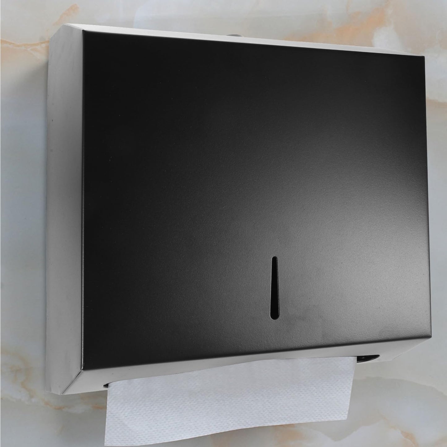 Cabilock Wall-Mounted Bath Bag Dispenser C Fold Paper Towel Dispenser Multi-Fold Towel Dispenser (Black)