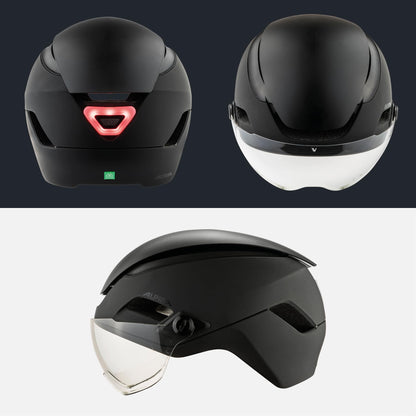 Alpina Altona V - Extremely Lightweight, Illuminated & Ventilated Bike Helmet with Self-Tinting Visor for Adults, Black-Stealth matt, 52-57 cm