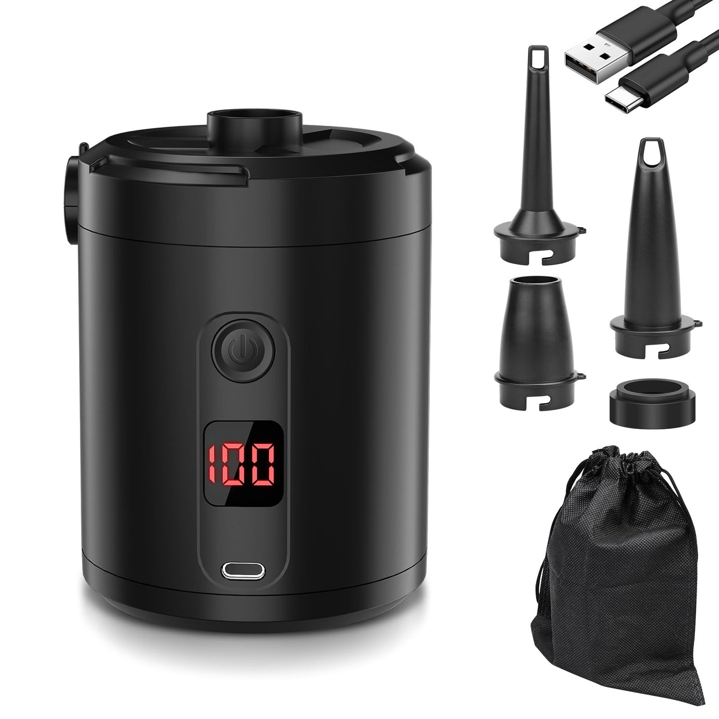 Electric air pump air mattress, Lytool battery air pump 5200mAh rechargeable with 3 air nozzles for mattress air mattress, camping, inflatable boat, kiddie pool, and swim ring