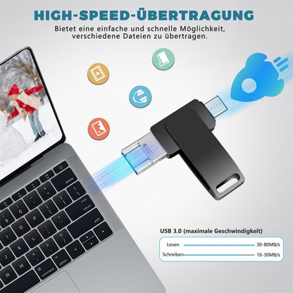 Mofboz USB Stick 512GB 4 IN 1 Waterproof USB Flash Drive USB 3.0 Memory Stick External Storage USB C Stick for Mobile Phone Computer Laptop PC Android External Storage