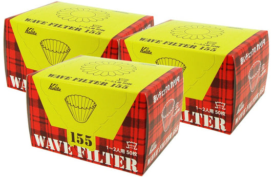 Kalita Wave Series KWF-155 #22211 Coffee Filter, white, for 1-2 persons, 50 sheets x 3 packs.