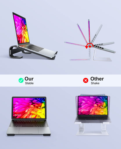 Soqool Laptop Stand, Ergonomic Laptop Holder for Desk, Aluminum Notebook Stand with Ventilation, Compatible with MacBook Air/Pro, Lenovo, Huawei, Acer, Dell, HP (10-17 inches)