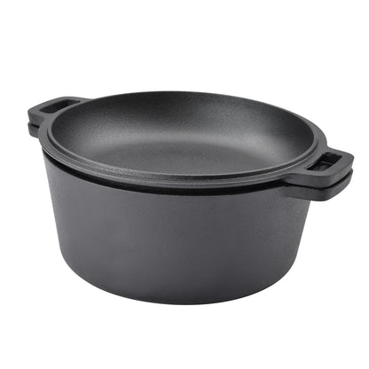 TAINO Cast Iron Pot with Skillet Lid 6l Dutch Oven All-purpose cast iron cooking pot for stove oven campfire grill
