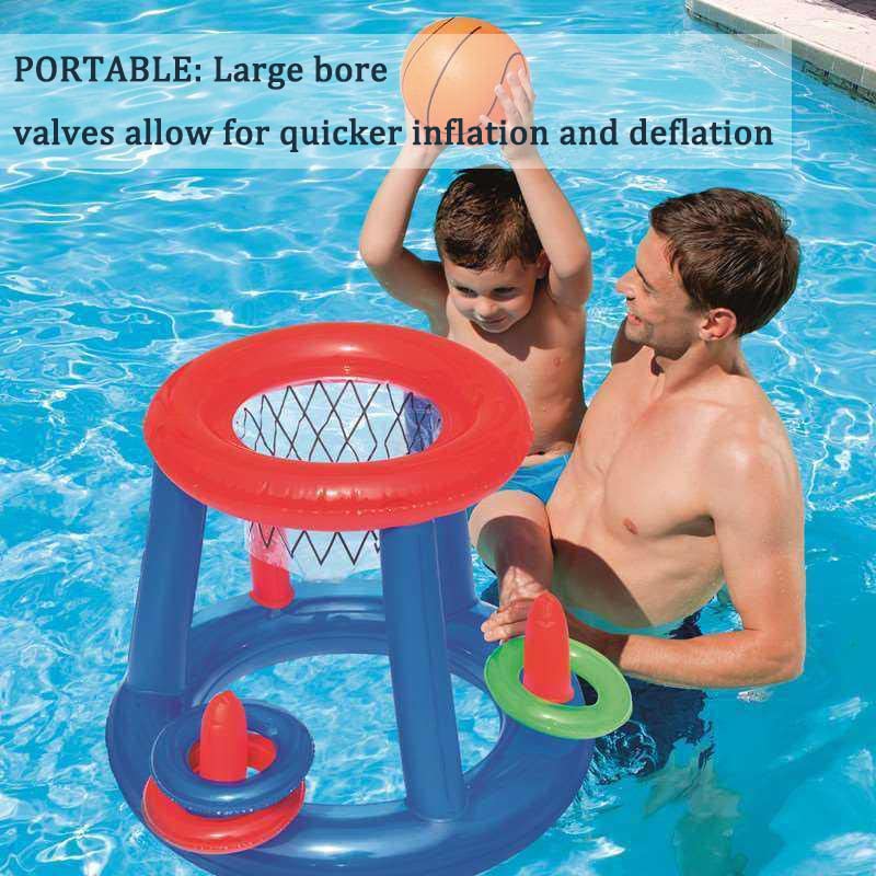 LAMOOER Inflatable Pool Basketball Toy, Bowling Cross Throw Set, Floating Swim Ring and Beach Ball Toss games, Summer Party, Fun Favors, Water Battle Game for Kids and adults.