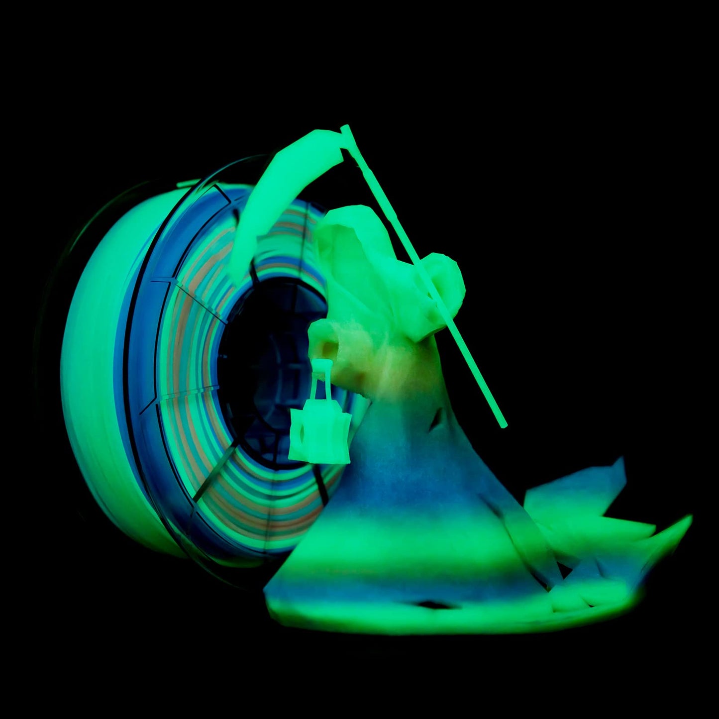 ZIRO PLA Glow Filament 1.75mm, Glow in the Dark 3D Printer Filament 1.75mm Color Changing Multicolor, 1kg (2.2lbs), Dimensional Accuracy +/- 0.03mm, GID Rainbow