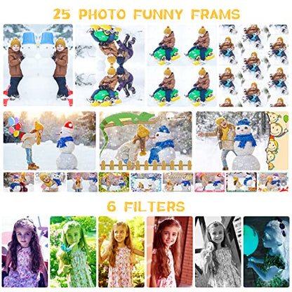 Kids Camera, ARNSSIEN 180° Flip Lens Camera for Kids, 2.4in IPS LCD Digital Camera with Silicone Case, Child Selfie Camera for 3-10 year-old Girls and Boys. Great Christmas or Birthday Gift Toddlers Toy.