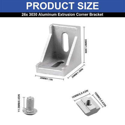 iMetrx 26 pieces 30x30 aluminum profile aluminum angle corner connector aluminum profile 30x30 angle (silver) from