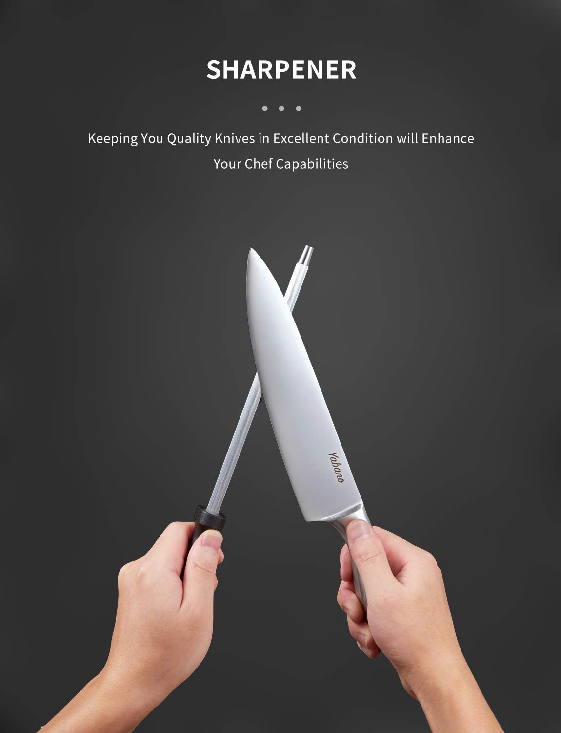 Yabano Knife Block Professional Knife Set, 16-Piece Stainless Steel Kitchen Knife Set with Wood Block, Knife Set, Knife, Black