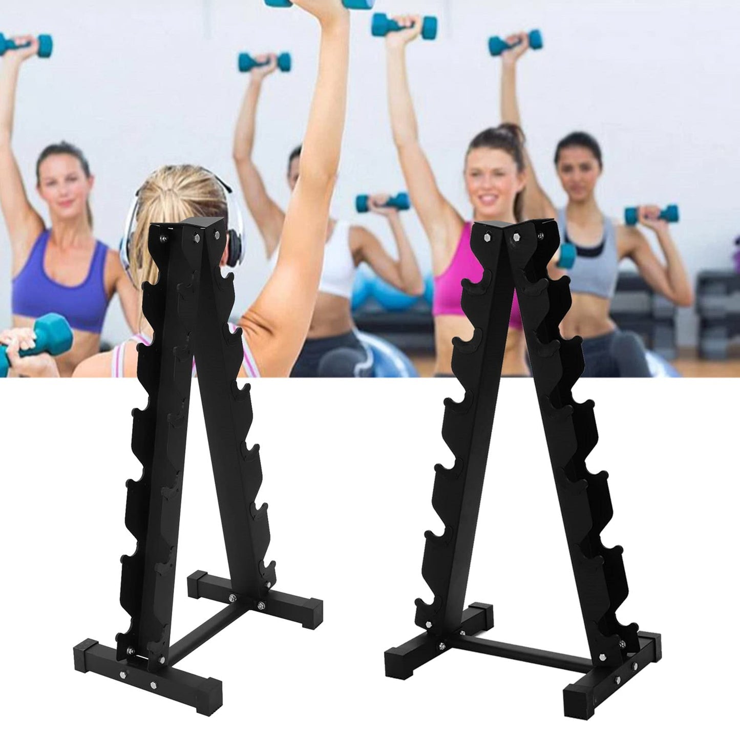 Quiet Dumbbell Rack Dumbbell Stand Professional Dumbbell Rack 300kg Capacity 6-Tier Carbon Steel Dumbbell Holder Weight Stand Gym Professional Weight Plate Stand Dumbbell Rack